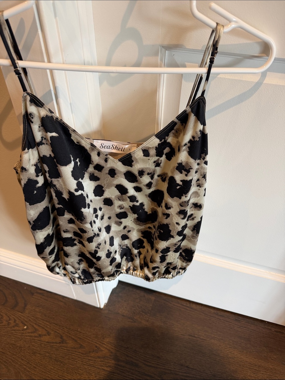 Black & Cream Animal-Print Satin Cami